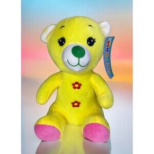 Munelocos Yellow Pink Bear Plush Red Flower Stuffed Animal NEW With Tags Toy